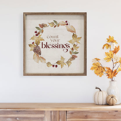 Count Your Blessings Autumn Wreath White