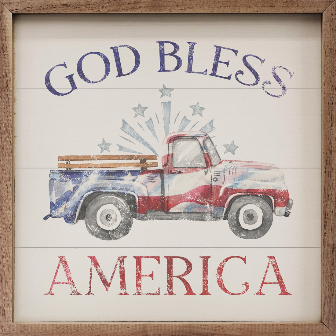 God Bless America Flag Truck White