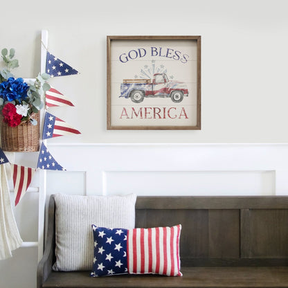 God Bless America Flag Truck White