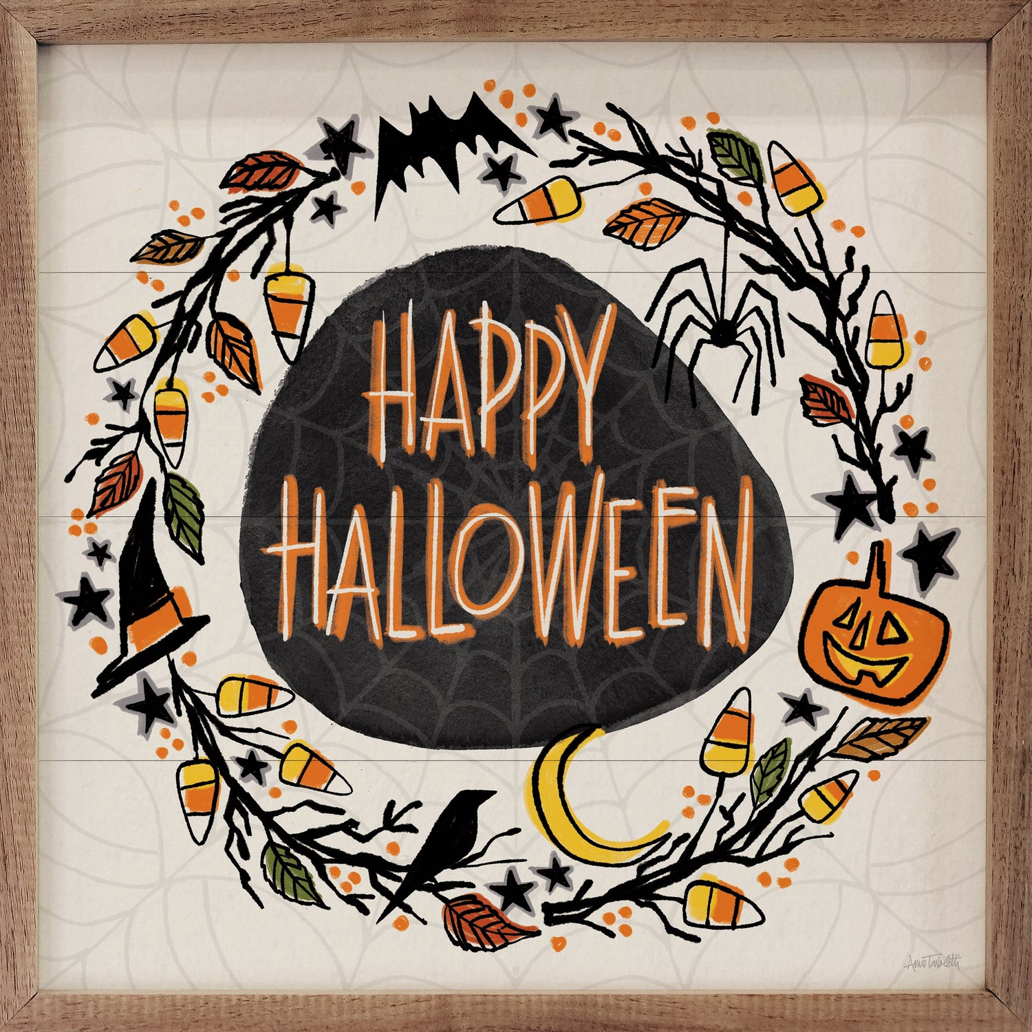 Halloween Wreath II Watercolor By Anne Tavoletti