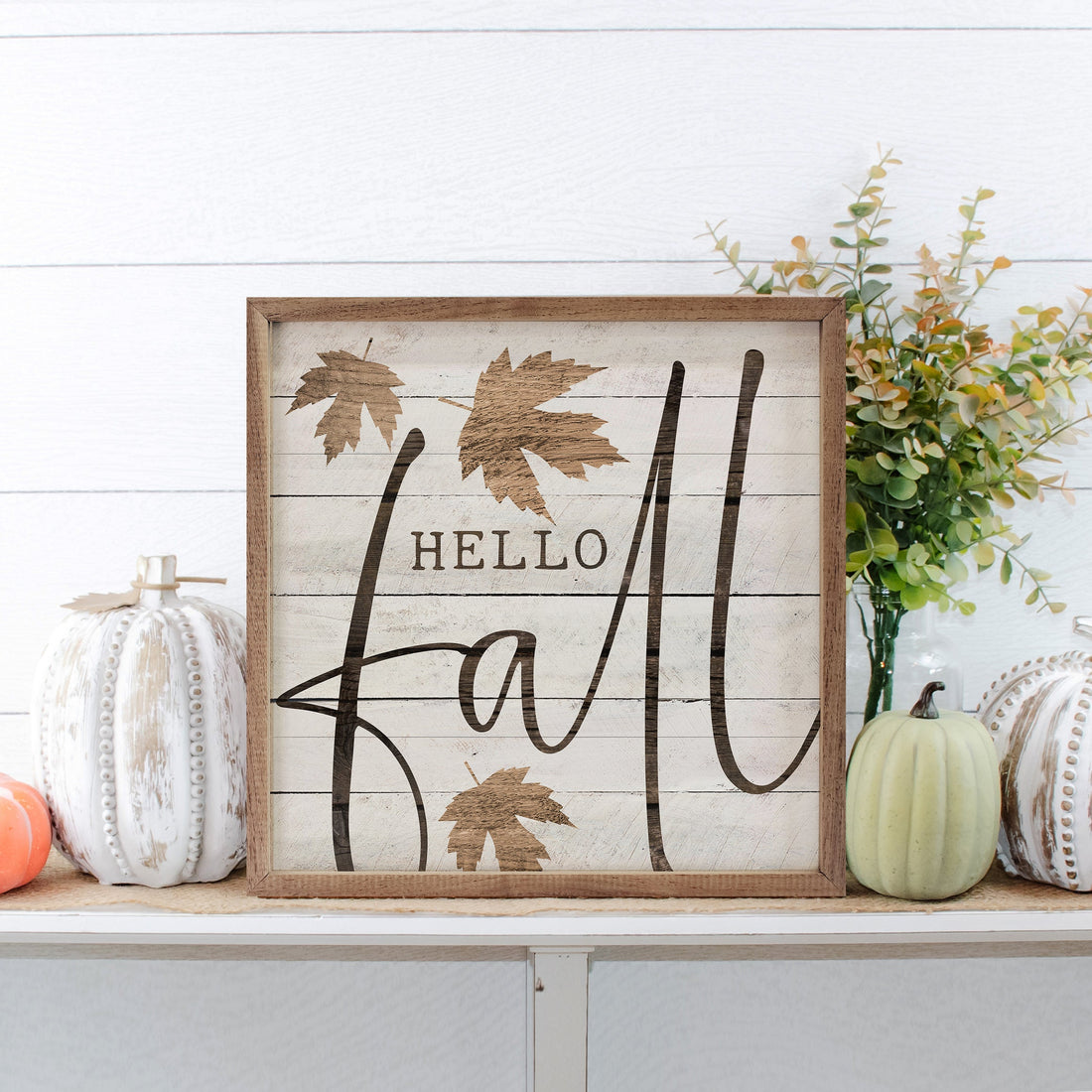 Hello Fall Leaf Whitewash