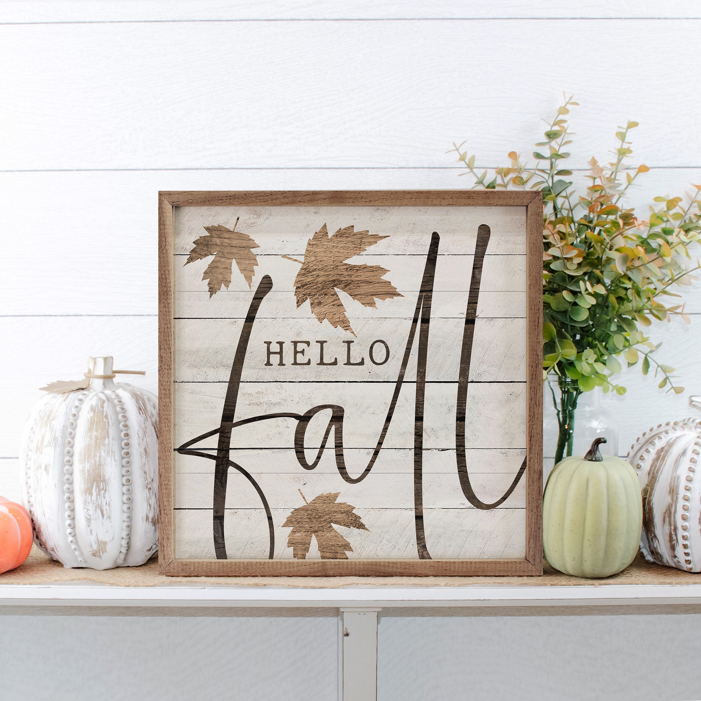 Hello Fall Leaf Whitewash