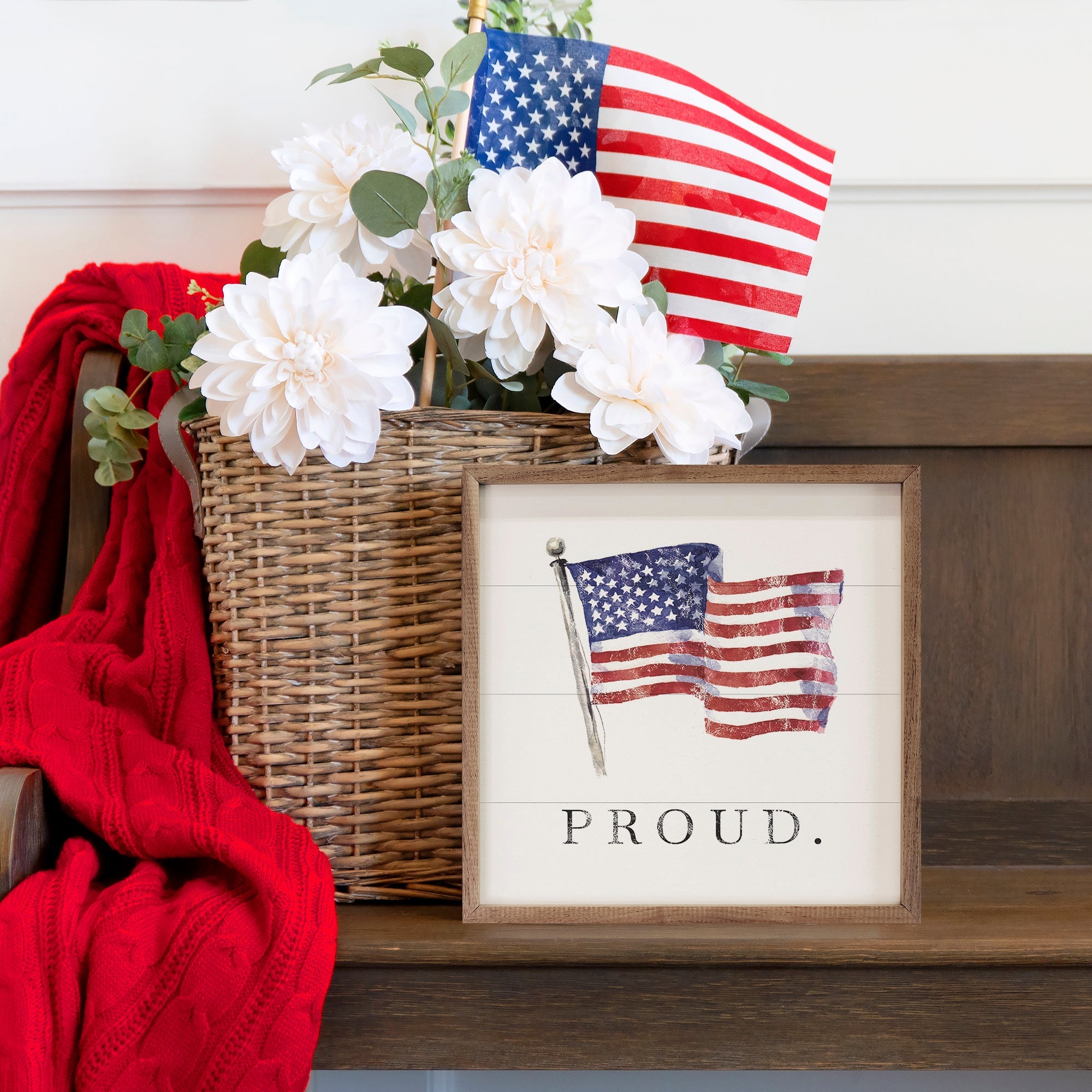 Proud American Flag White