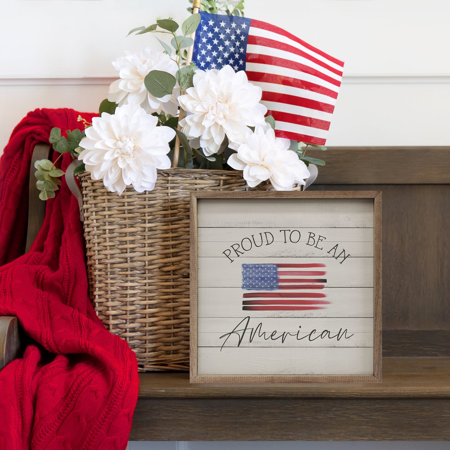 Proud To Be An American Flag Whitewash
