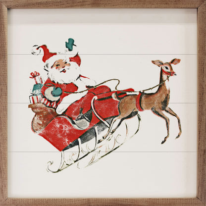 Santa And Reindeer Retro