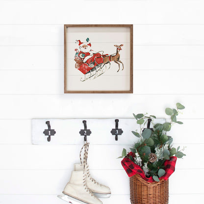 Santa And Reindeer Retro