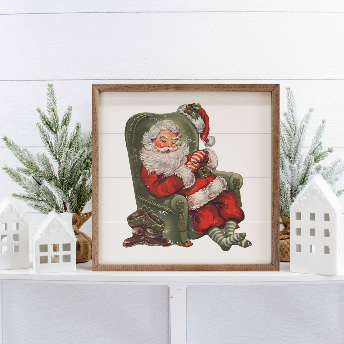 Sleeping Santa Green Chair