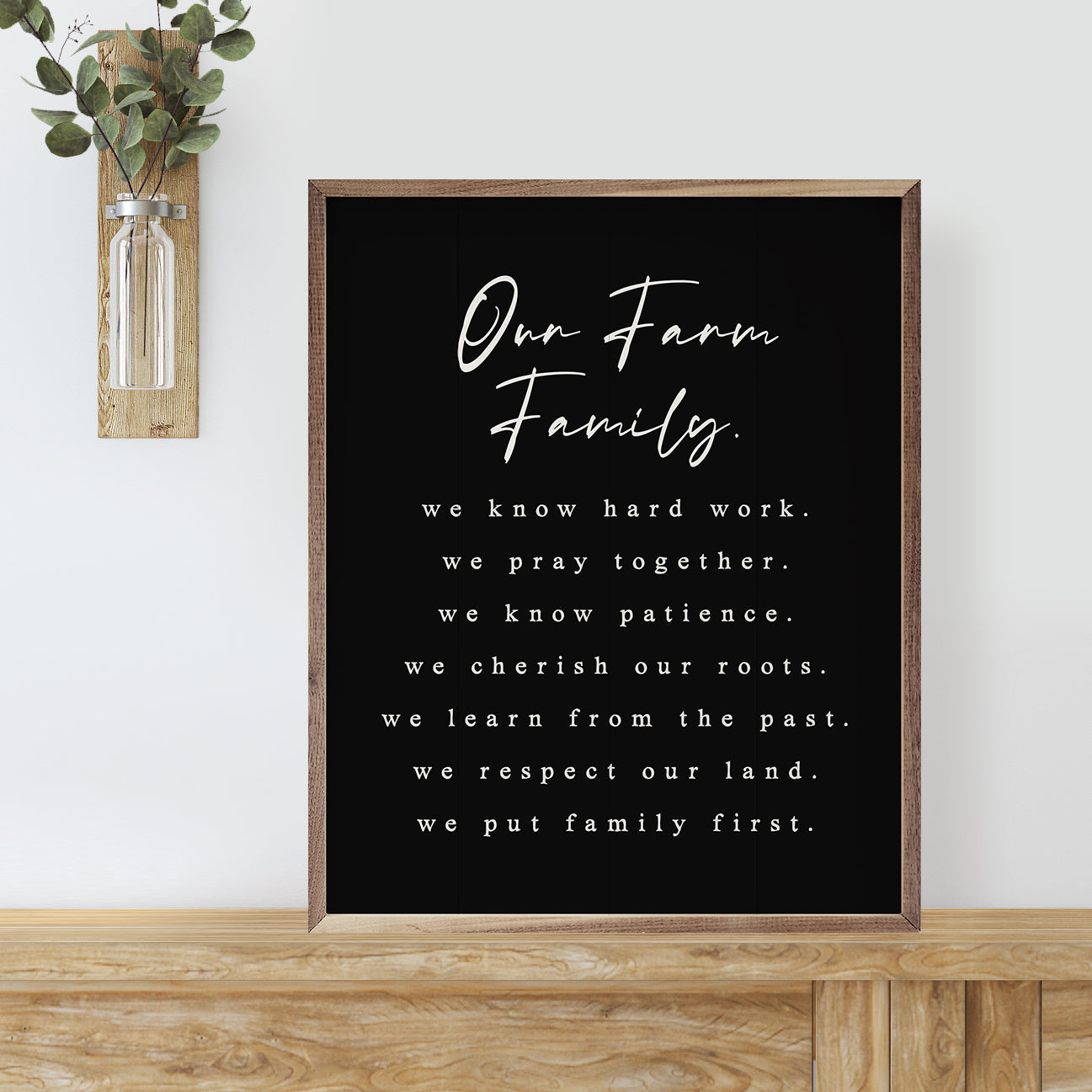 Our Farm Family Values Black