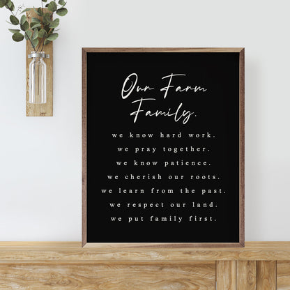 Our Farm Family Values Black