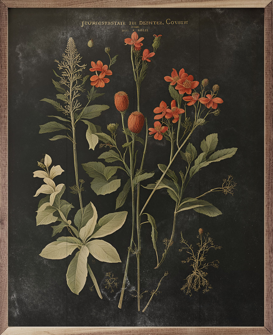 Vintage Orange Floral Print Black