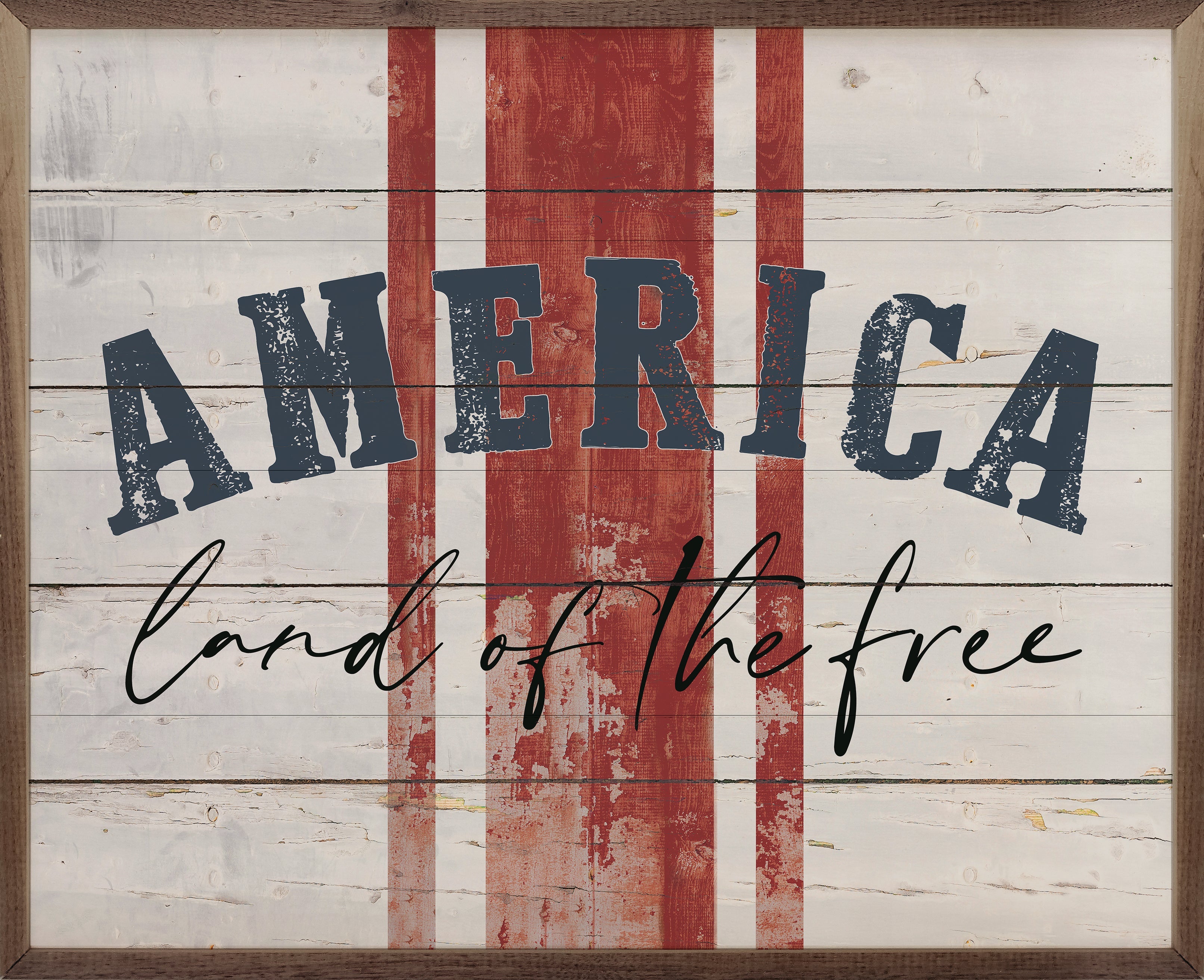 America Land Of The Free Stripes Whitewash