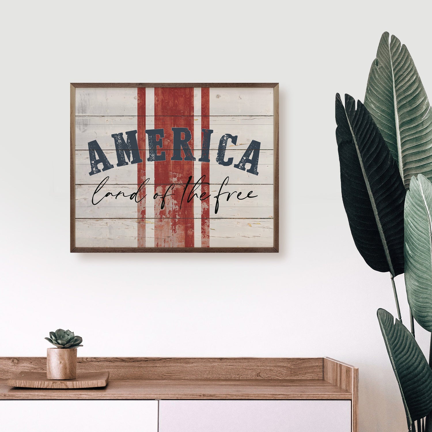 America Land Of The Free Stripes Whitewash