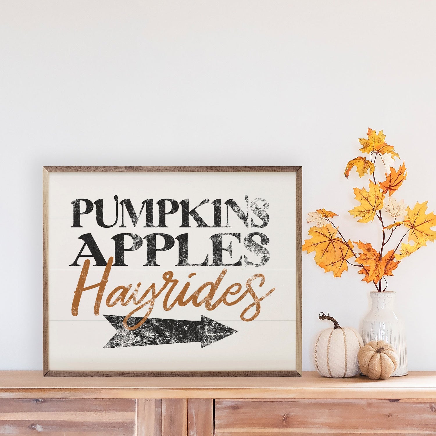 Pumpkins Apples Hayrides White