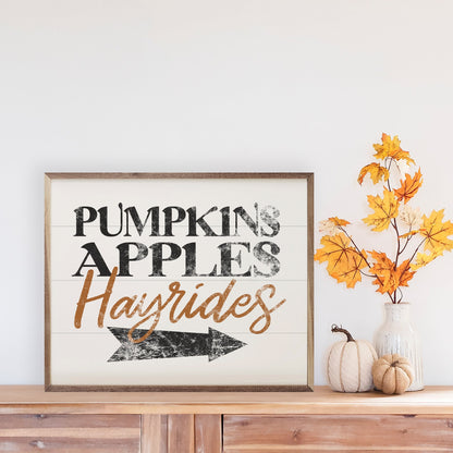 Pumpkins Apples Hayrides White