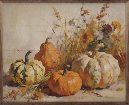 Pumpkins With Oak Leaves And Acorns