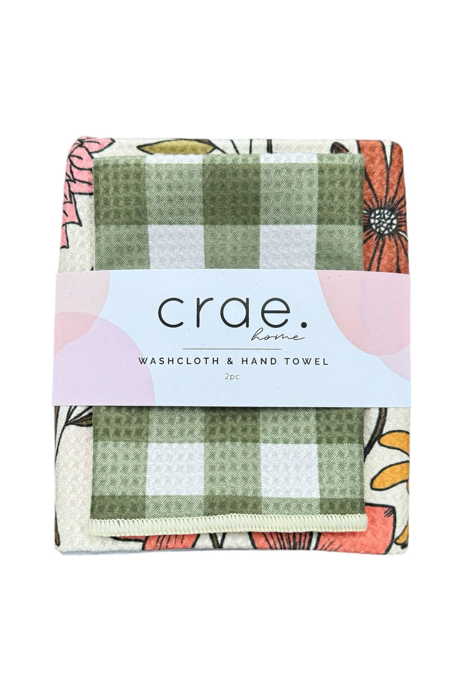 Urban/Olive: Double Sided-Hand Towel Washcloth Set