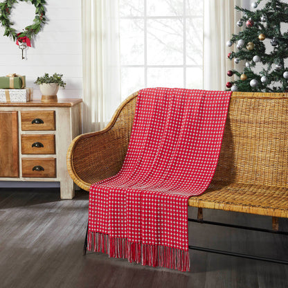Red Woven Throw Blanket with Fringe – Gallen Collection
