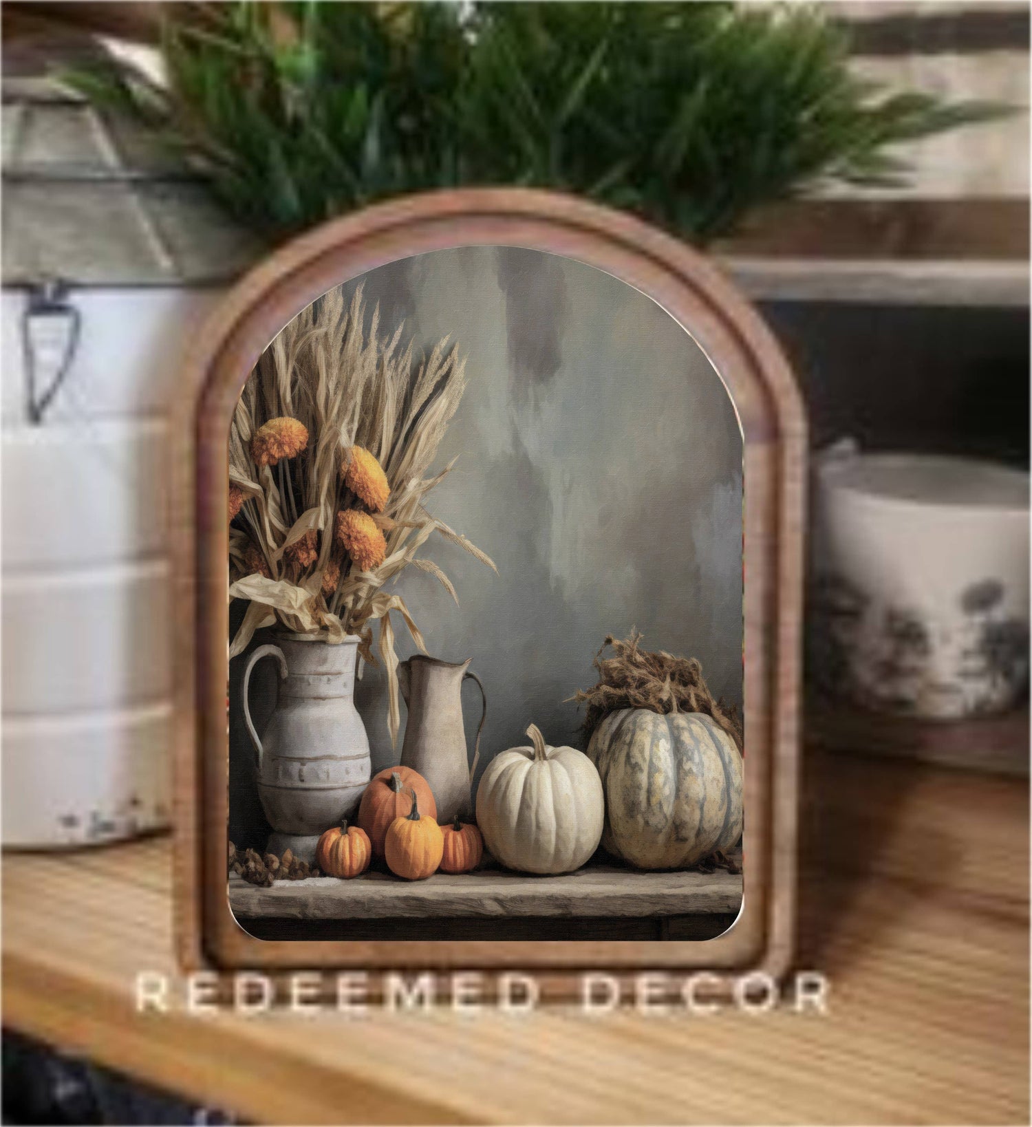 Arch Top Fall Table Framed Art