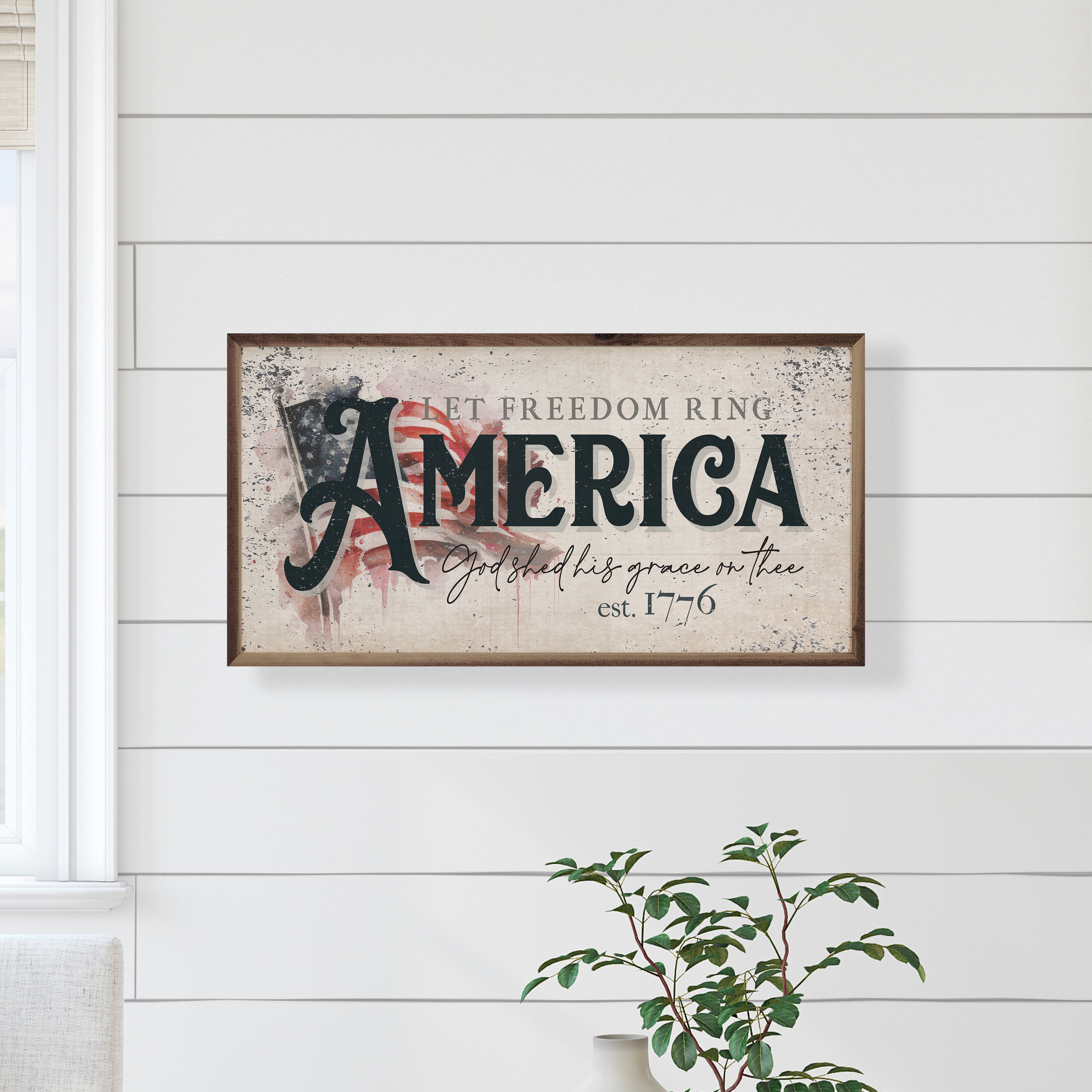 Distressed Let Freedom Ring America Flag