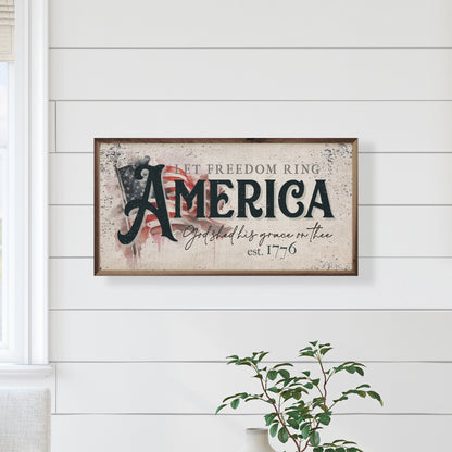 Distressed Let Freedom Ring America Flag