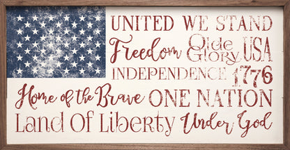 USA Flag Words White