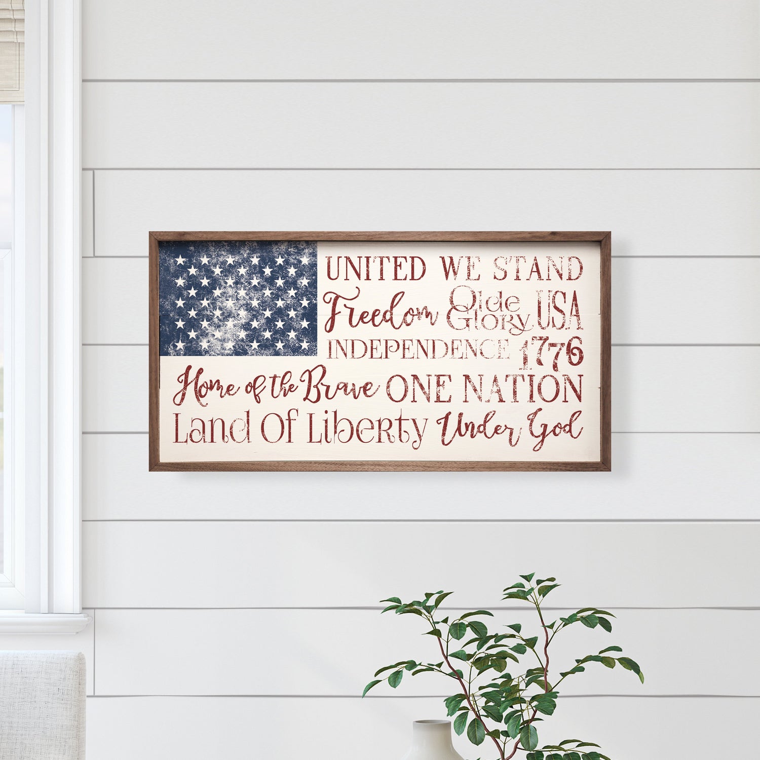 USA Flag Words White