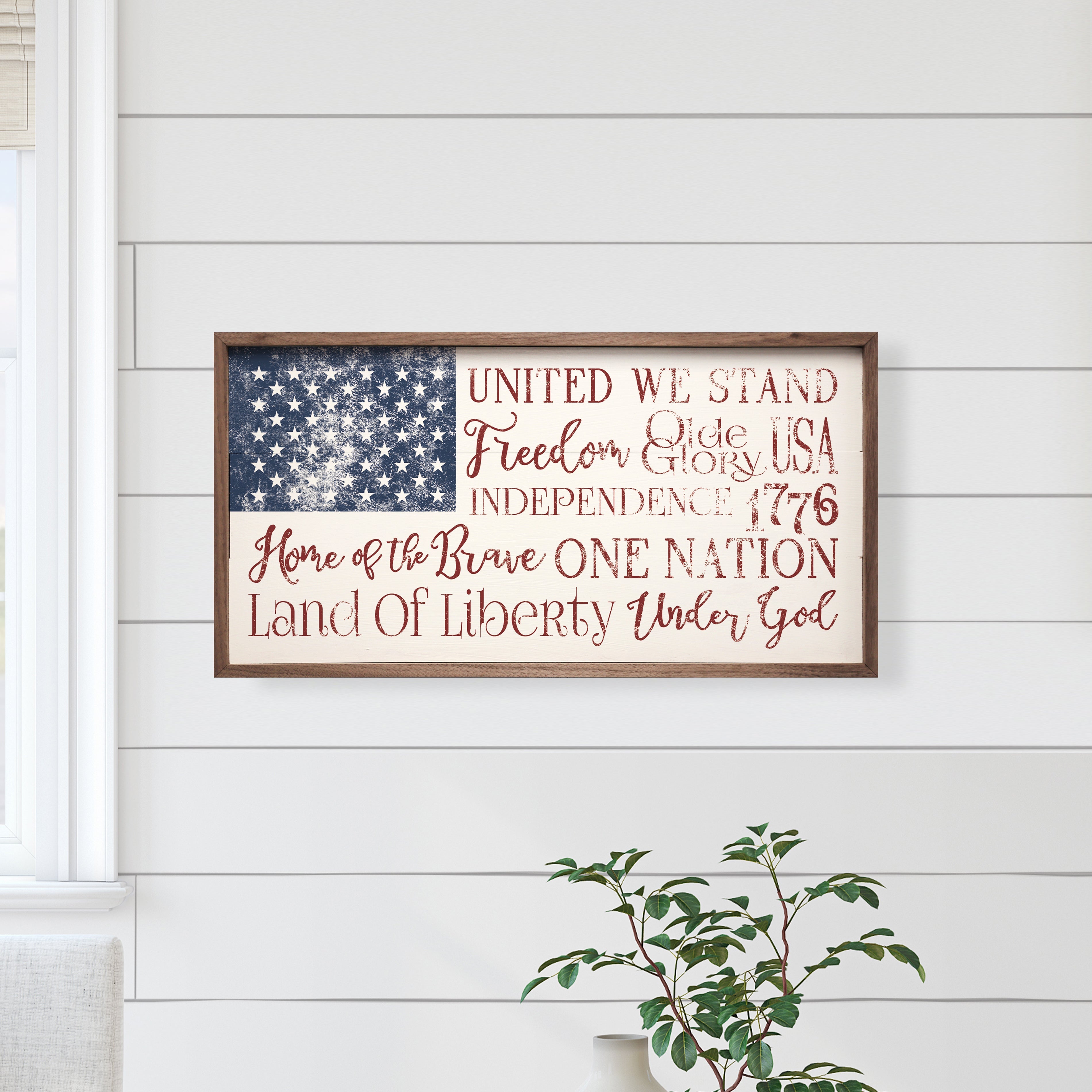USA Flag Words White