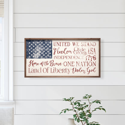 USA Flag Words White