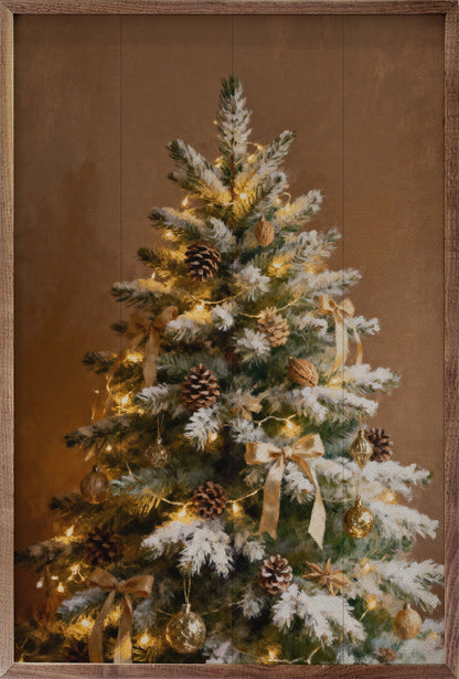 Decorated Pine Tree With Snow