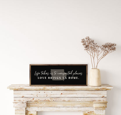 Love Brings Us Home Personalized State Black