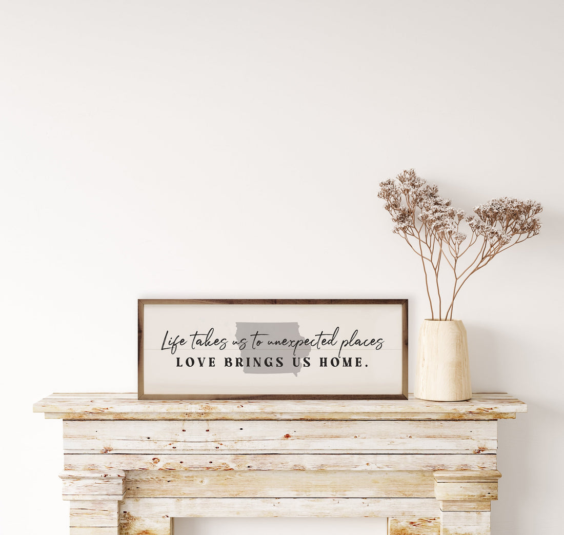 Love Brings Us Home Personalized State White