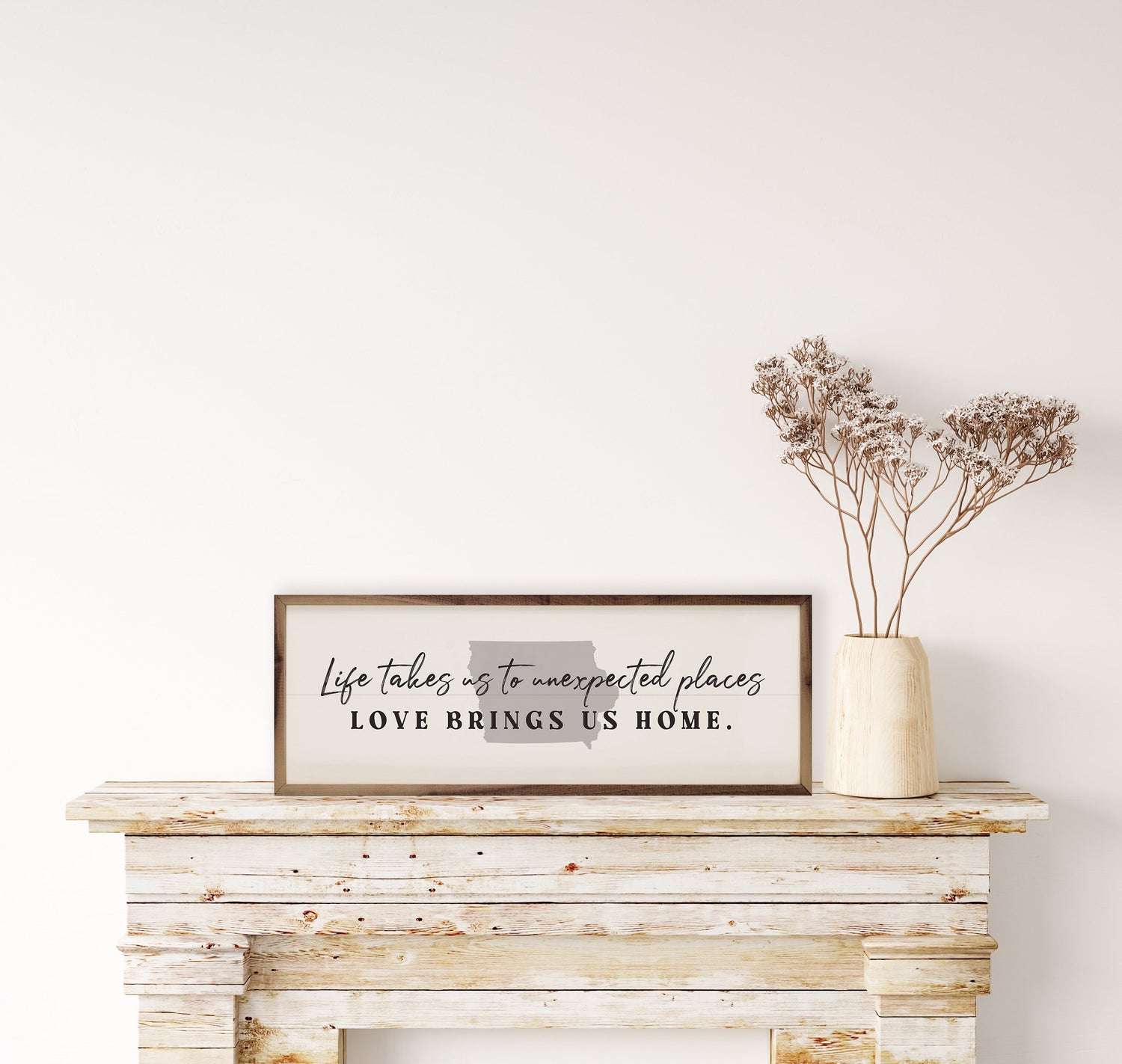 Love Brings Us Home Personalized State White