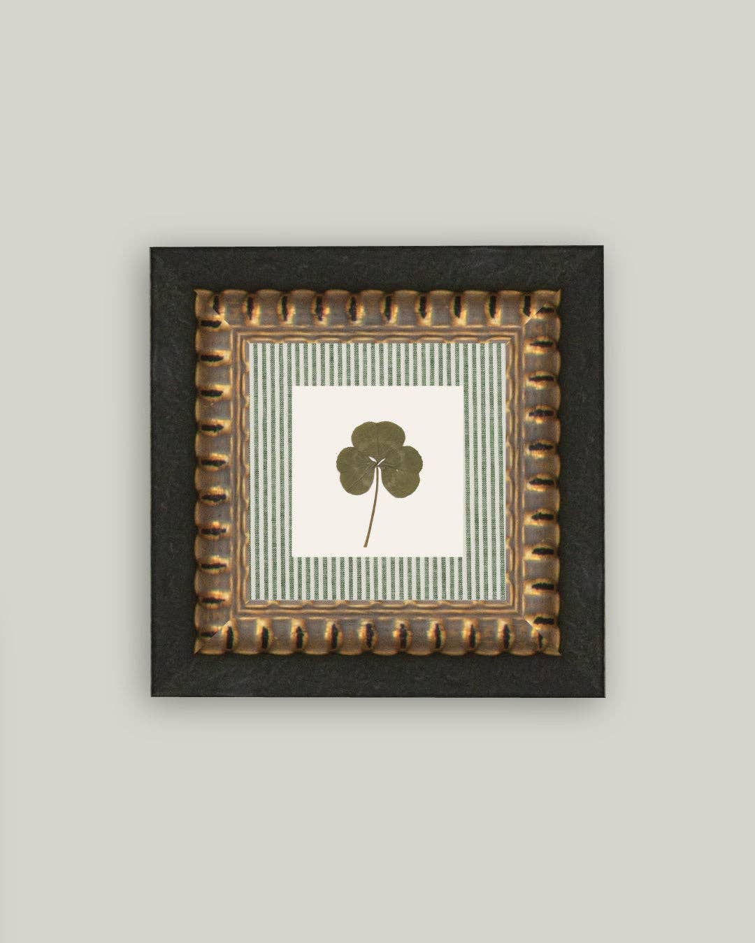 Clover on Stripes Framed Antique Art