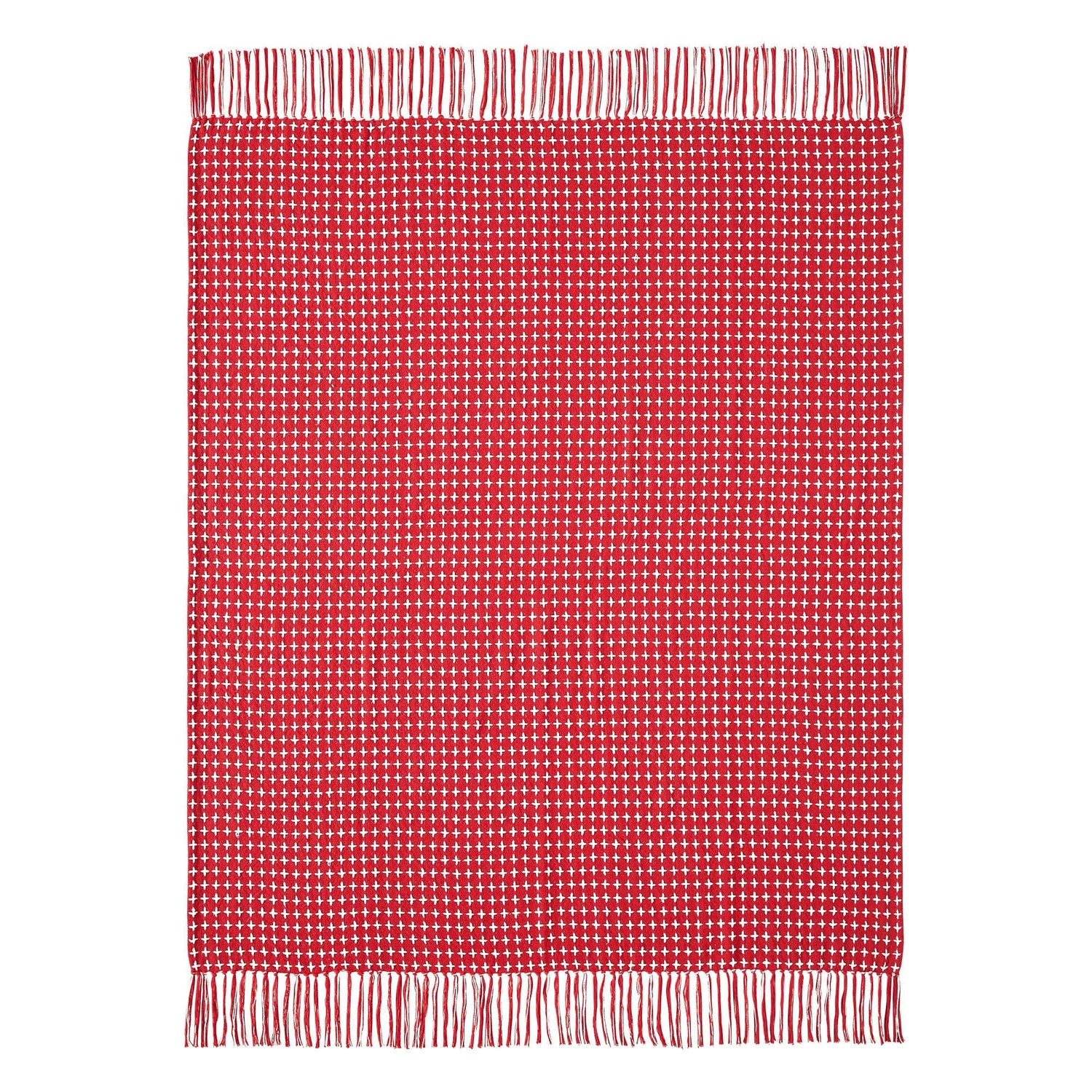Red Woven Throw Blanket with Fringe – Gallen Collection