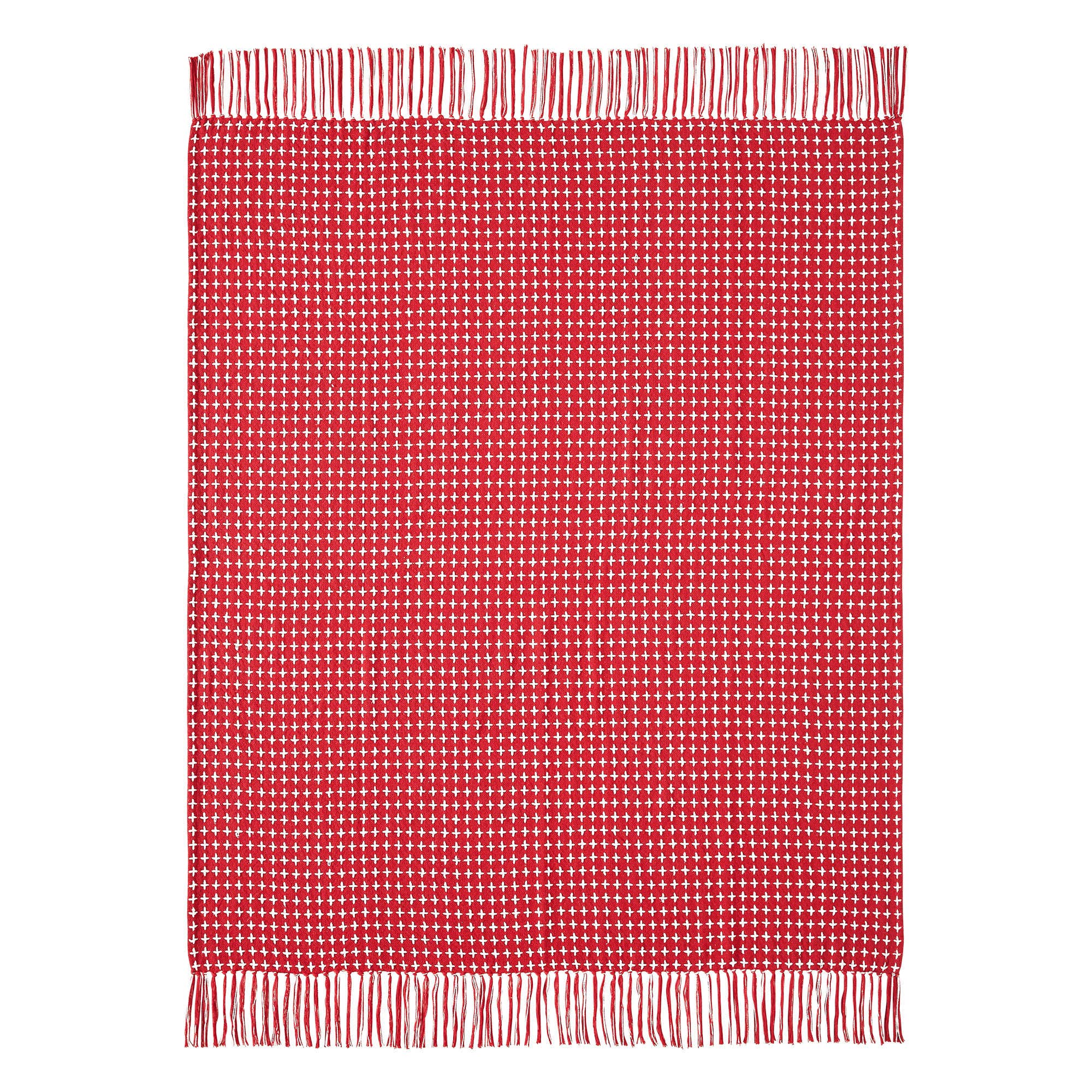 Red Woven Throw Blanket with Fringe – Gallen Collection