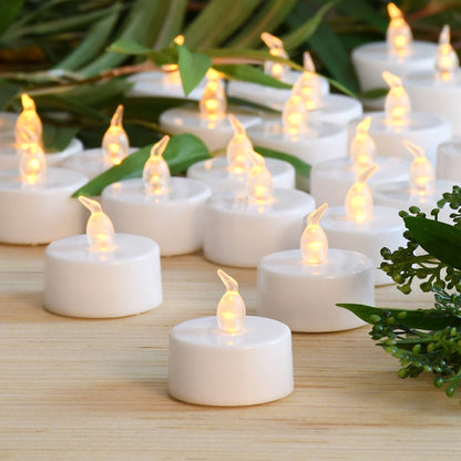 Battery Operated LED Tea Lights, Amber - Set of 24
