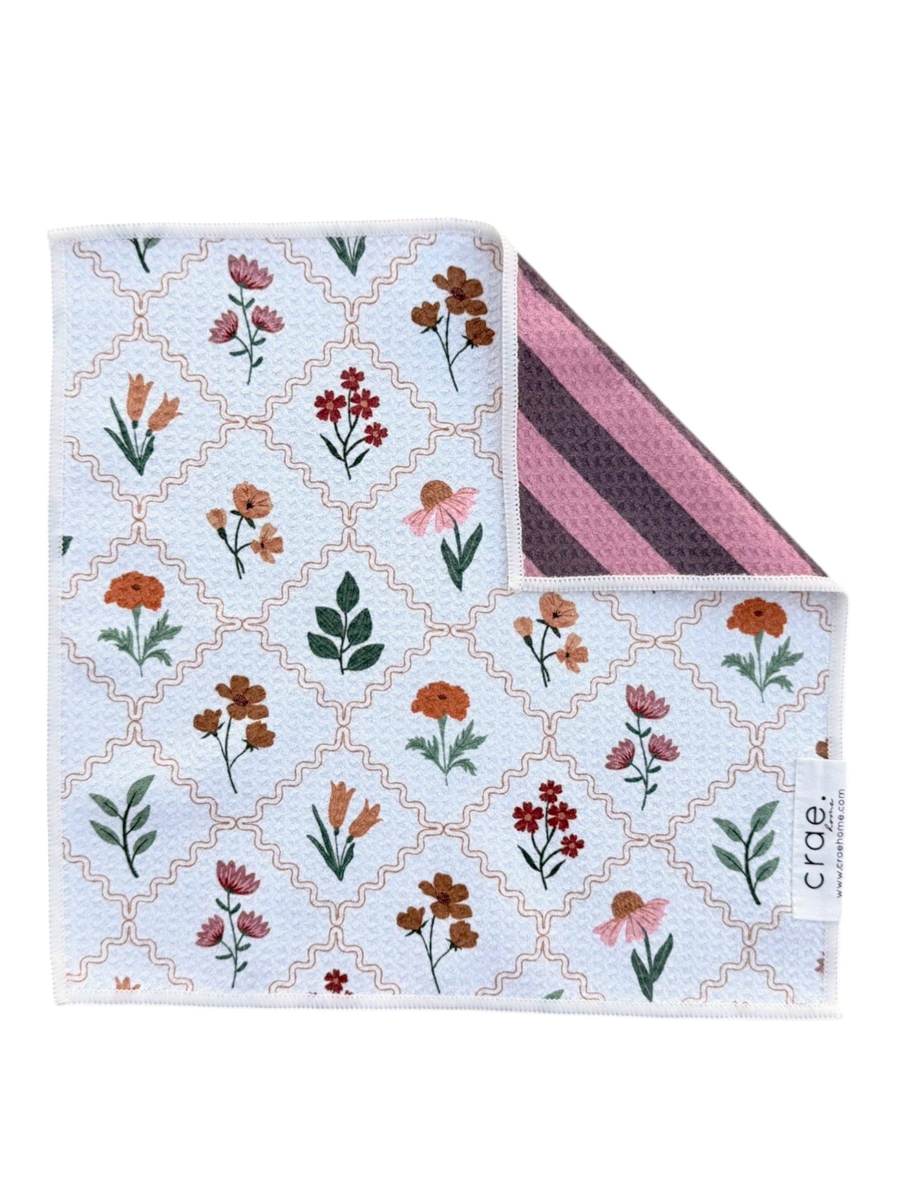 Pressed Petals: Reversible Hand Towel &amp; Washcloth