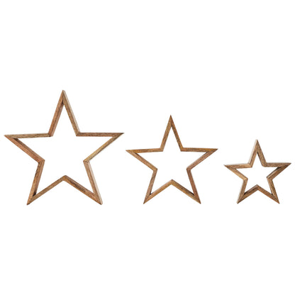 Wooden Nested Stars Natural 3-in-1 13x13x1.5