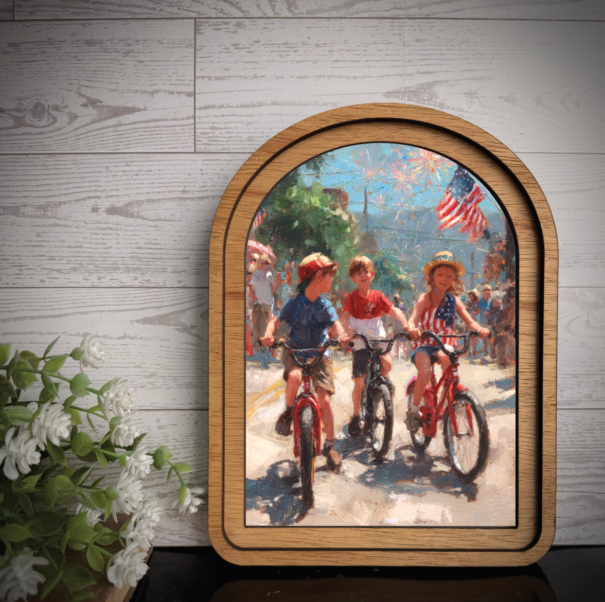 Arch Frame Art Kids Fireworks Bikes
