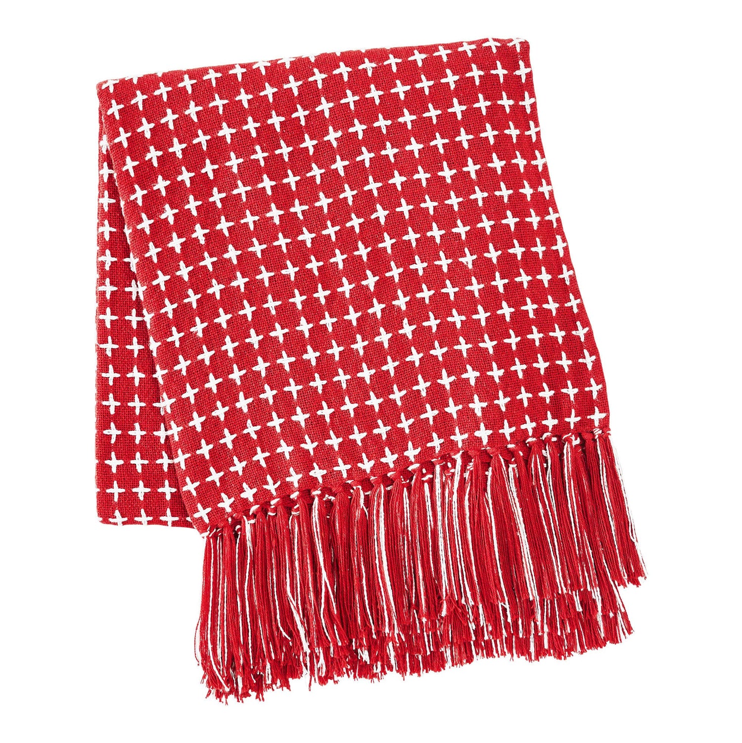 Red Woven Throw Blanket with Fringe – Gallen Collection