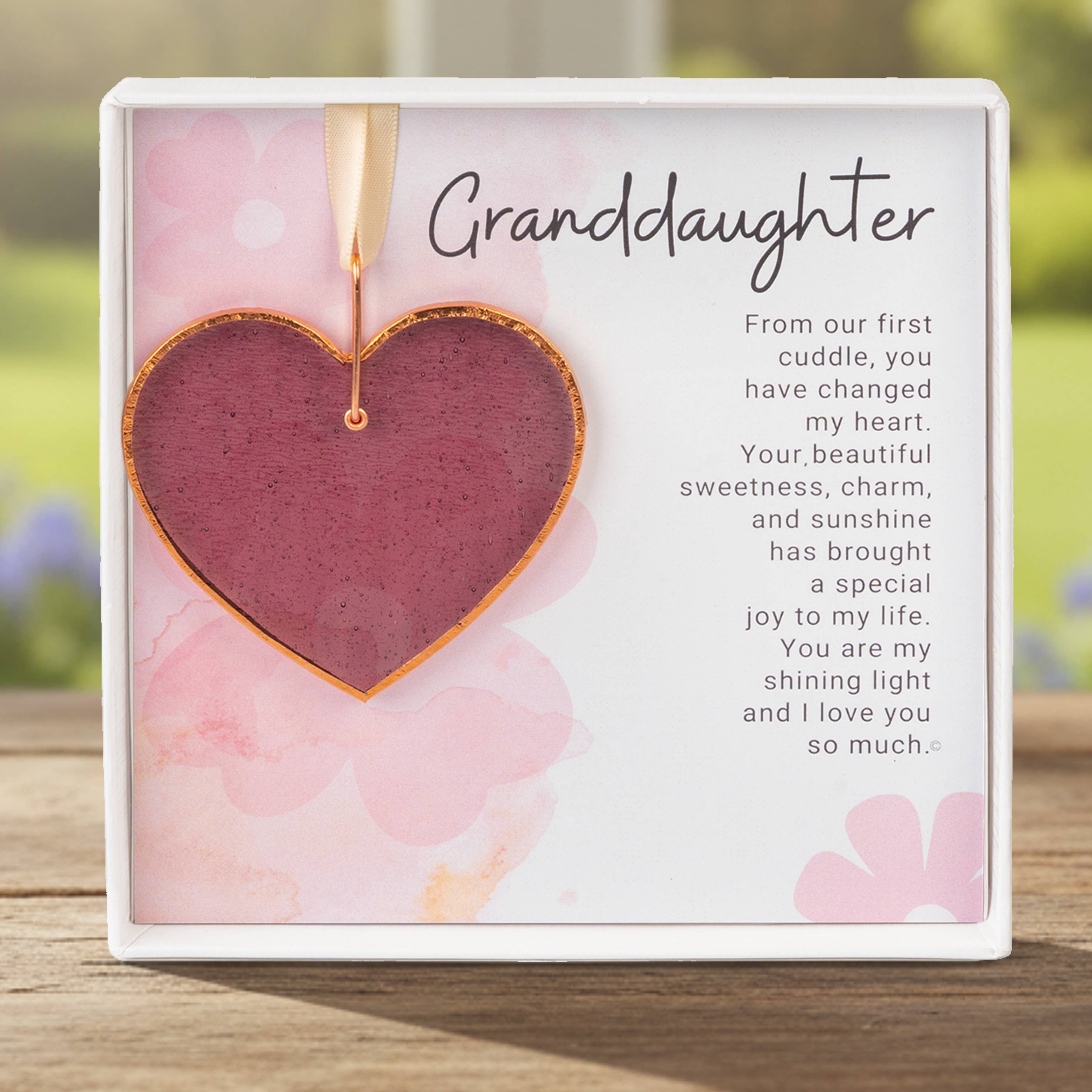 Granddaughter Keepsake Gift – Handmade Glass Heart 40463