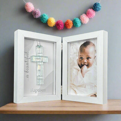 Baby Baptism Cross Keepsake Frame 4x6 Shadow Box