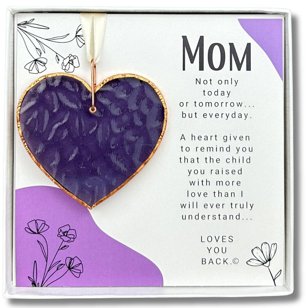 Mom Love You Back: Handmade Stained Glass Heart 7801
