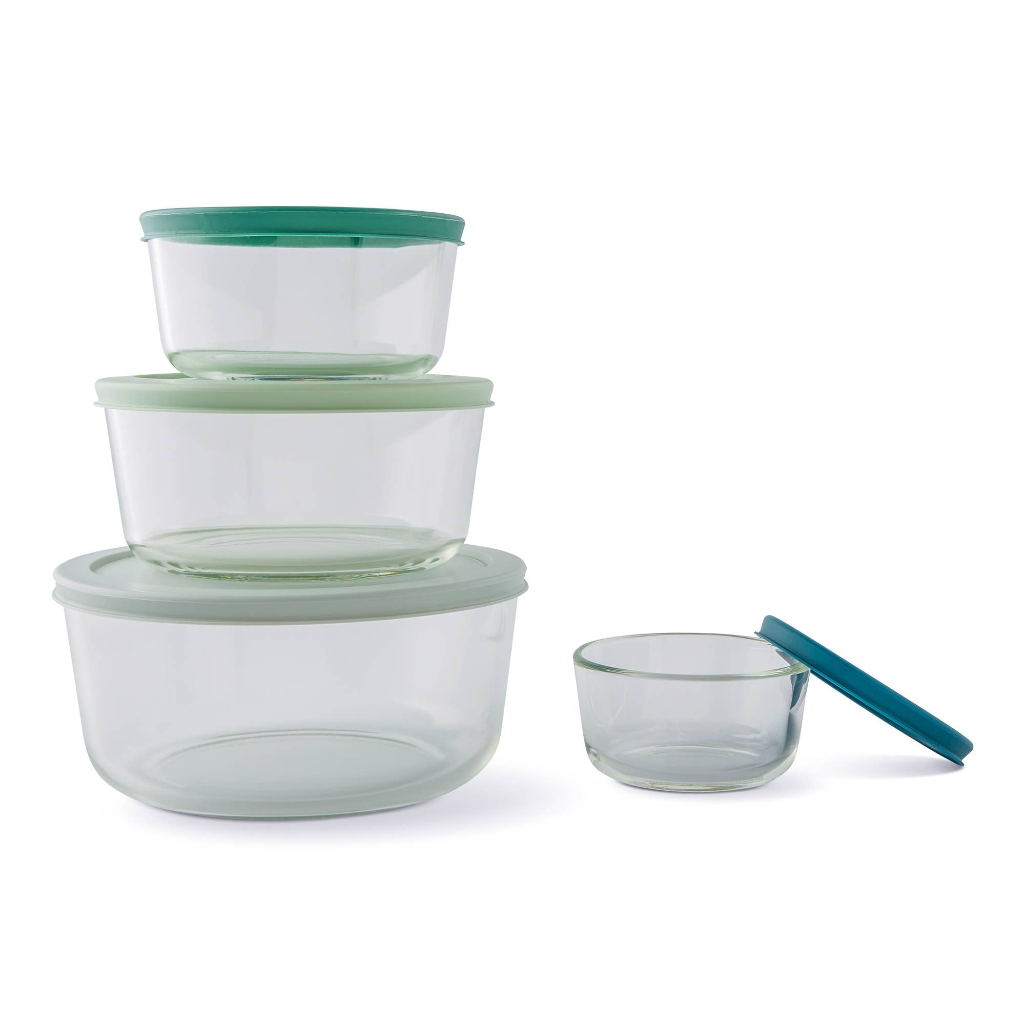 4pc Round Glass Food Storage Set - Beach House