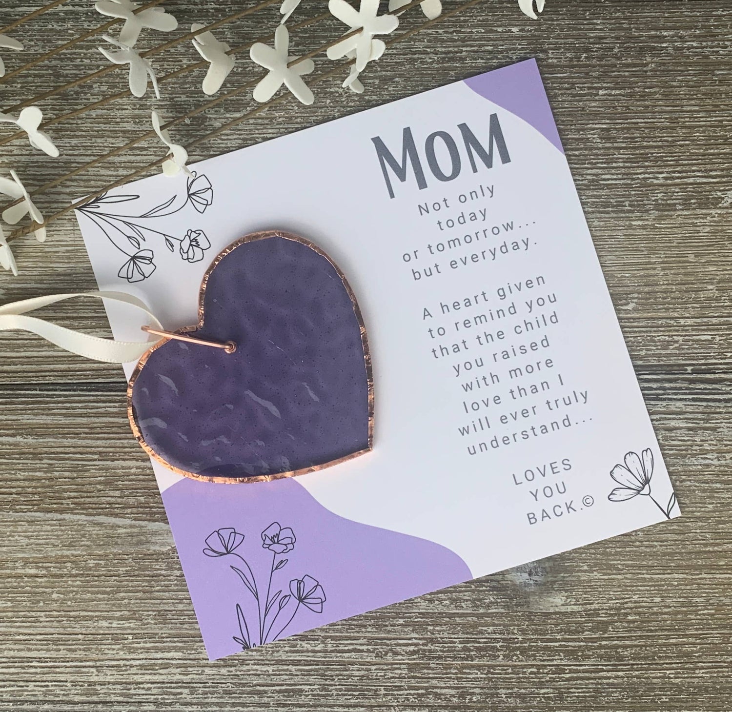 Mom Love You Back: Handmade Stained Glass Heart 7801