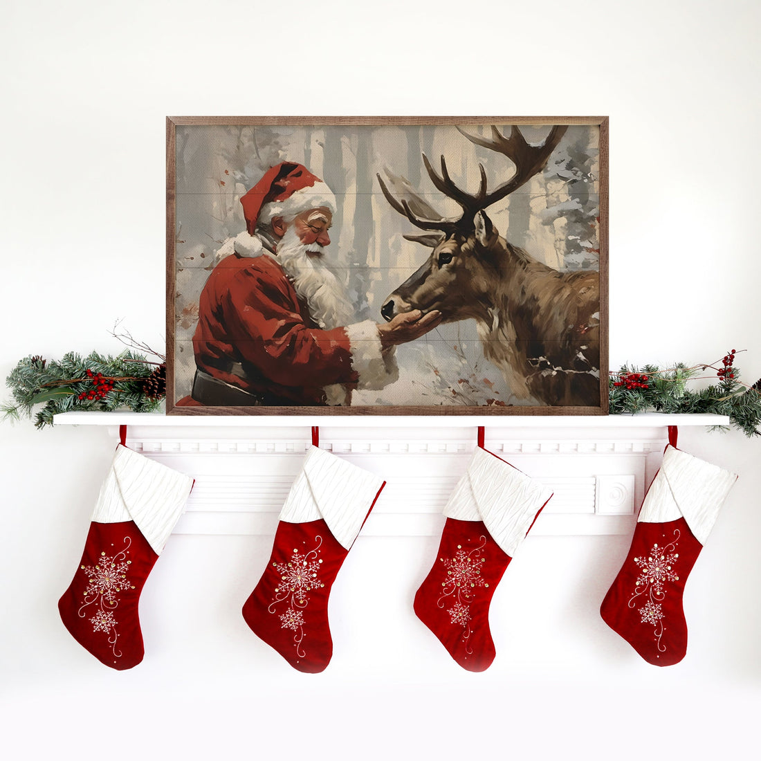 Santa Claus With Reindeer