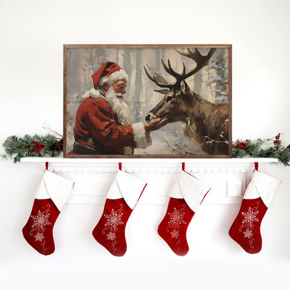 Santa Claus With Reindeer