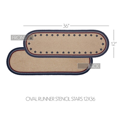 My Country Oval Runner Stencil Stars 12x36