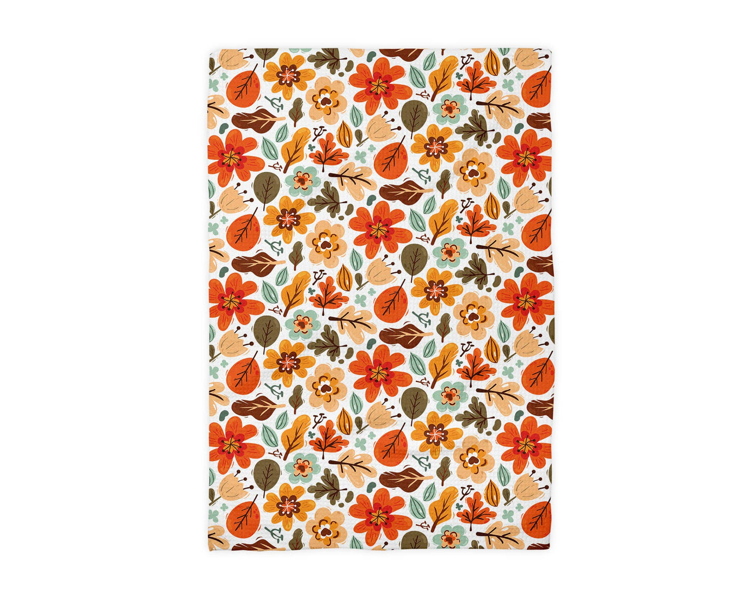 Fall Floral Waffle Weave Kitchen Towel | Autumn Flower