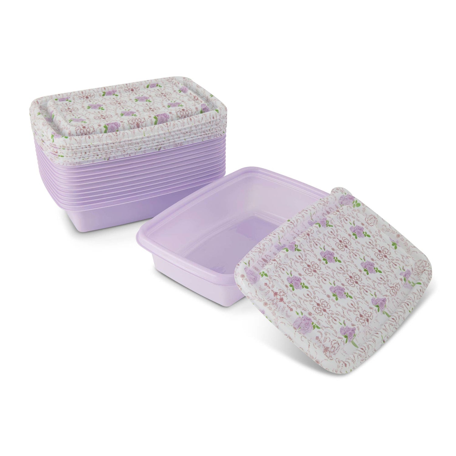 24pc Food Storage Set Plastic - Vintage Purple Floral